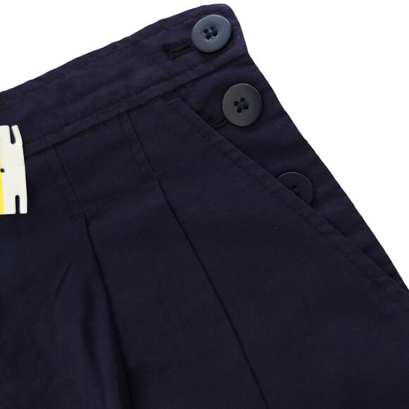 MAX STUDIO linen blend navy blue side button casual shorts Size M NEW - Picture 3 of 8